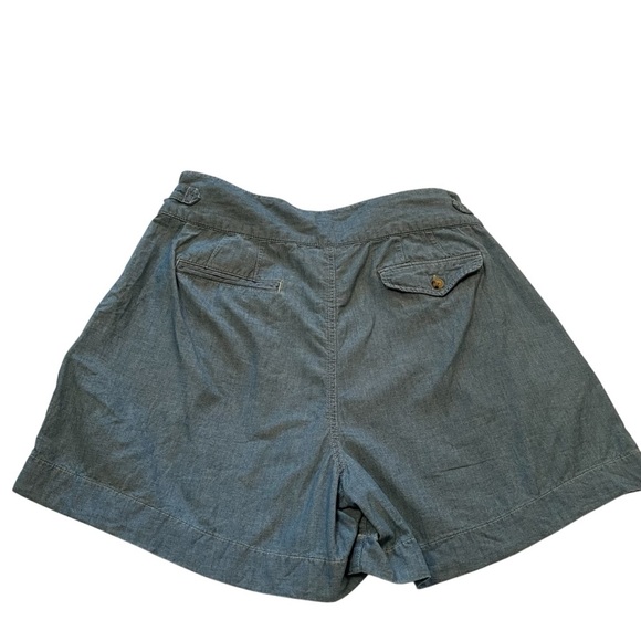 Ralph Lauren High Waist Pleated Chambray Shorts - Size 14-Side buckles-Pockets - Picture 6 of 12
